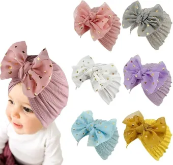 Cute Bow Baby Turban Cap (1 pc)